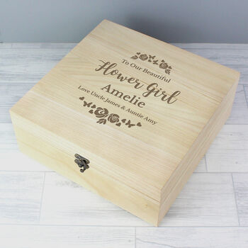 Personalised Floral Flower Girl Engraved Keepsake Box, 2 of 3