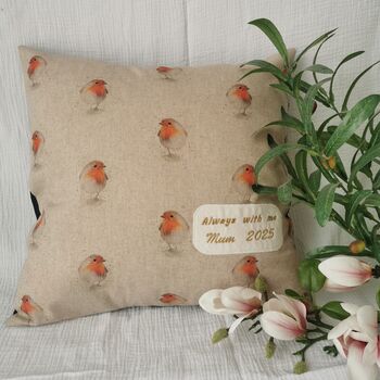 Personalised Robin Cushion, Remembrance Pillow Keepsake, 4 of 10