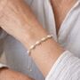 70th Birthday Sterling Silver Seven Pearl Drawstring Bracelet, thumbnail 3 of 5
