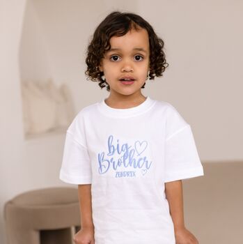Big/Little Sibling Personalised Embroidered T Shirt, 2 of 8