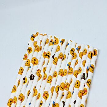 Emoji Paper Straws Box Of 38 100% Biodegradable, 2 of 8
