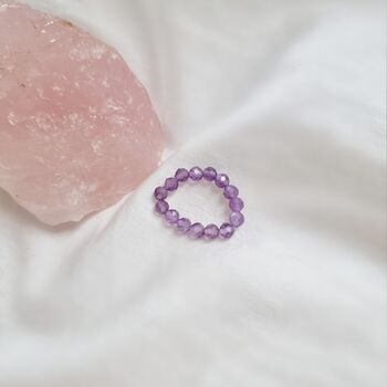 Amethyst Crystal Healing Ring Calm, Healing, 2 of 7