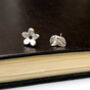 Sterling Silver Mismatched Flower And Leaf Earrings, thumbnail 5 of 12