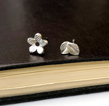 Sterling Silver Mismatched Flower And Leaf Earrings, 5 of 12