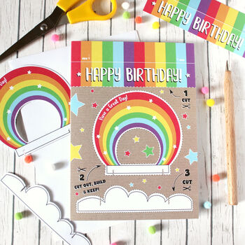 Rainbow Happy Birthday Card, Cut Out And Keep, 2 of 6
