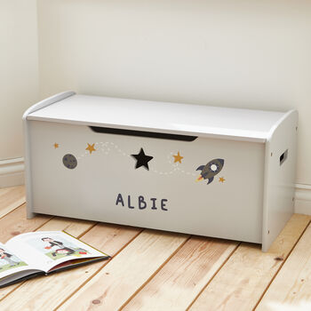 Personalised Large Grey Space Toy Box, 4 of 4
