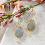 Labradorite Drop 18 K Gold And Silver Earrings, thumbnail 3 of 5