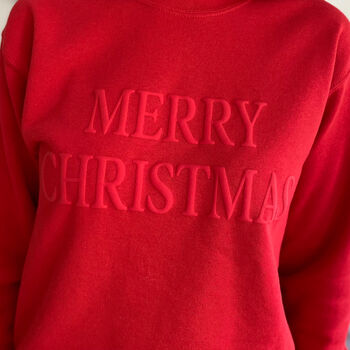 Red Merry Christmas Jumper With 3D Letters, 5 of 5