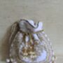 White Velvet Handcrafted Luxury Potli/Wrist Bag, thumbnail 2 of 7