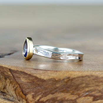 Solid Gold And Silver Birthstone Alice Tanzanite Ring, 5 of 6