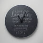 Personalised Love Laughter Slate Clock, thumbnail 2 of 3
