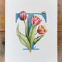 T Is For Tulips Flower Letter Print, Personalised, thumbnail 2 of 7