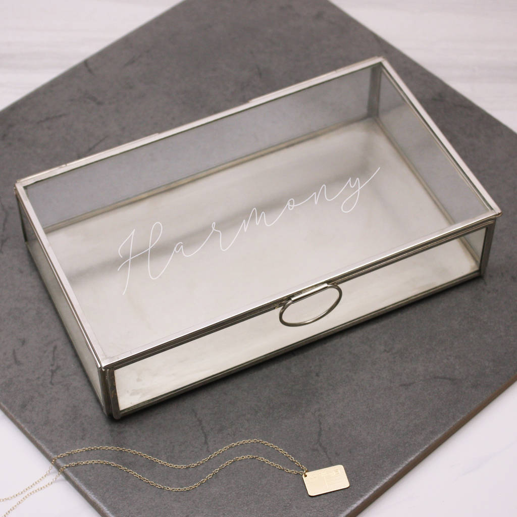 personalised rectangular glass keepsake box by maria allen boutique