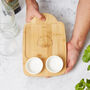 Personalised Wooden Tapas Board With Ceramic Pots Perfect Father's Day Gift, Great Gift For Dad Or Grandad, thumbnail 4 of 8