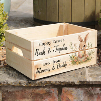 Personalised Cute Bunny Easter Egg Hunt Crate, 2 of 2