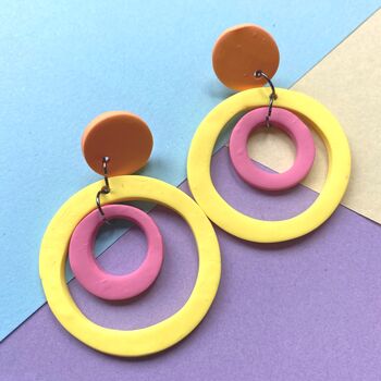 Brightly Coloured Wonky Hoop Retro Style Earrings, 3 of 9