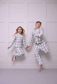 Family Brushed Woven Grey Check Pyjama, 4 of 9