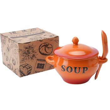 Orange Ceramic Soup Bowl With Spoon And Gift Box, 2 of 4