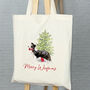 Border Collie Christmas Tote Bag, thumbnail 1 of 5