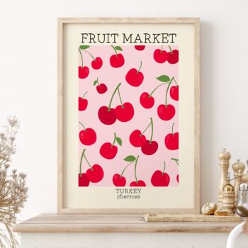 Cherry Print Fruit Market Wall Art, 4 of 4