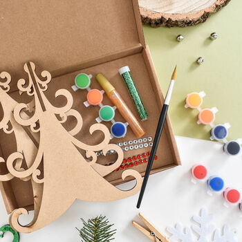 Personalised Christmas Tree Wooden Craft Kit Letterbox, 3 of 7