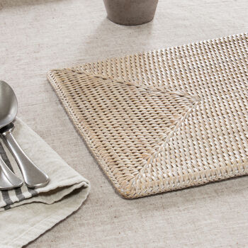 Marbury Rectangle Rattan Placemat Set Of Two, 3 of 3