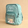 Personalised Kids Cat Green Backpack, thumbnail 1 of 5