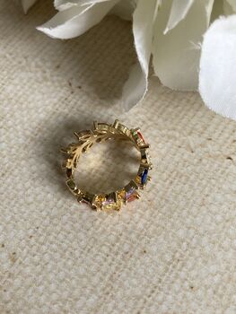 Adjustable Gold Plated Multicoloured Vine Leaf Ring, 6 of 9