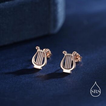 Sterling Silver Lyre Stud Earrings, 6 of 11