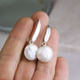 Sterling Silver Freshwater Coin Pearl Earrings, thumbnail 3 of 10