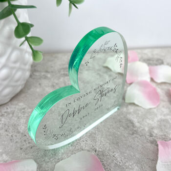 Personalised Wreath Memorial Large Acrylic Freestanding Heart, 3 of 4
