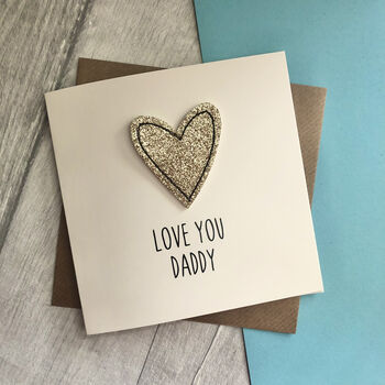 Love You Dad/Daddy Glitter Heart Birthday/Father's Card, 3 of 4