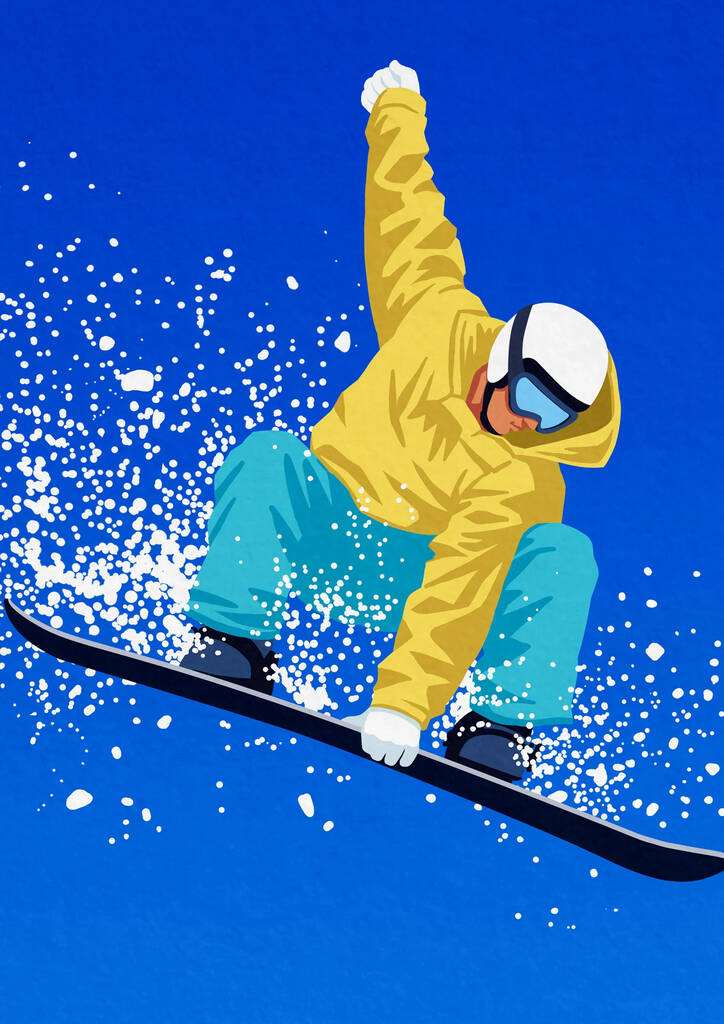 Personalised Snowboard Cliff Jump Poster By Steve Ash illustration