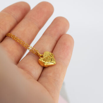 18k Gold Vermeil Or Silver Personalised Heart Necklace, 3 of 4