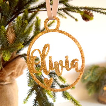 Sparkly Cut Out Name Bauble, 2 of 2