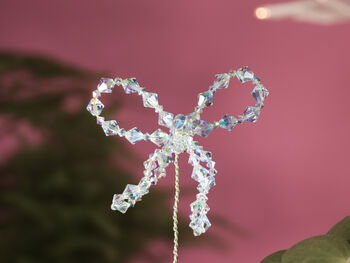 Crystal Bow Plant Decoration – Handmade Sparkling Plant Ornament, 4 of 5