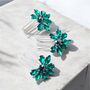 Emerald Green Crystal Hair Combs, thumbnail 1 of 6