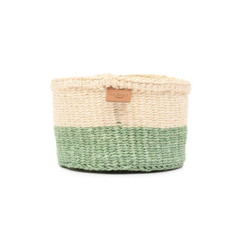 Wilaya: Green Colour Block Woven Basket, 3 of 9