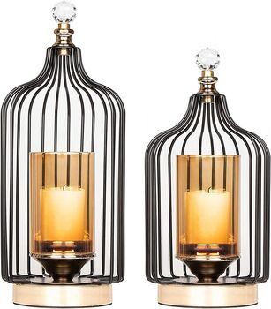 Set Of Two Hurricane Candle Holder Lantern Decorative, 4 of 6