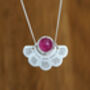 Fan Shape Sapphire Necklace In Sterling Silver, thumbnail 3 of 4