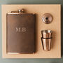 Personalised Leather Wrapped Copper Hip Flask Set, thumbnail 1 of 7