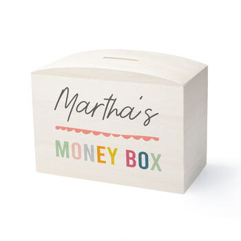 Personalised Colourful Wooden Money Box, 7 of 8