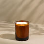 Handmade Sandalwood Amber Glass Candle, thumbnail 2 of 4