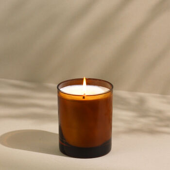 Handmade Sandalwood Amber Glass Candle, 2 of 4