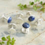 Blue Sapphire Shirt Studs In Sterling Silver Set Of Six, thumbnail 3 of 3