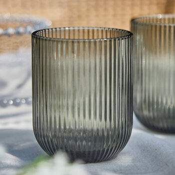 Palermo Set Of Four Grey Ribbed Tumblers, 3 of 5
