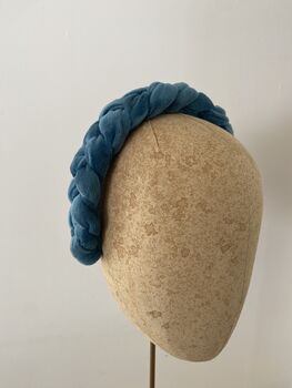 Teal Velvet Padded Braided Headband 'Clara', 5 of 10