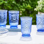 Set Of Four Zamora Blue Highball Tumblers, thumbnail 1 of 7