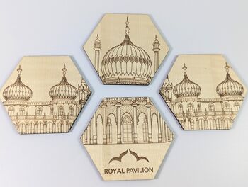 Brighton Royal Pavilion Coasters Set Of Four Maple Wood, 5 of 9