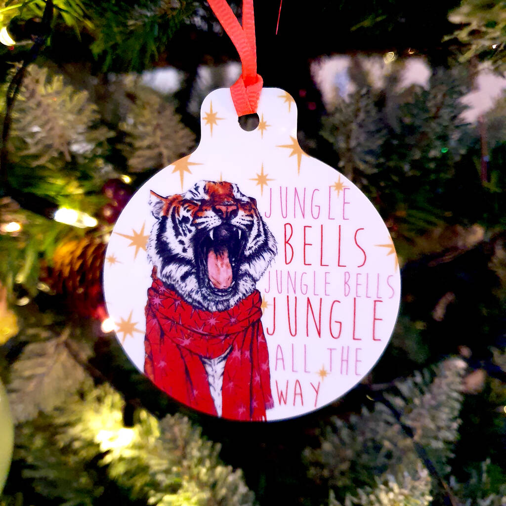 Tiger 'jungle Bells' Christmas Decoration By Fawn & Thistle